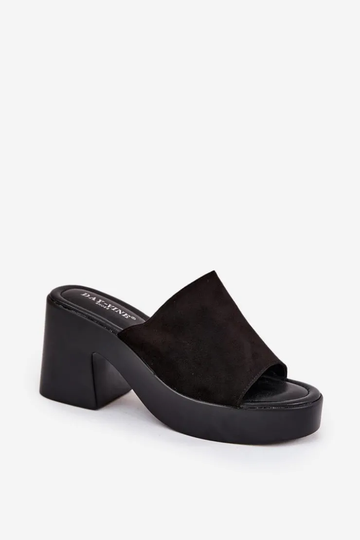 Damskie Boto Klapki Damskie Na Słupku I Platformie Czarne Omeisa