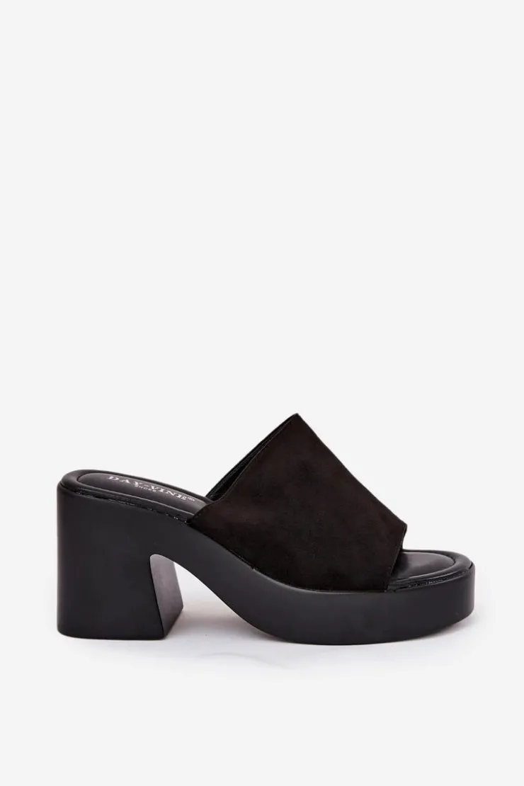 Damskie Boto Klapki Damskie Na Słupku I Platformie Czarne Omeisa