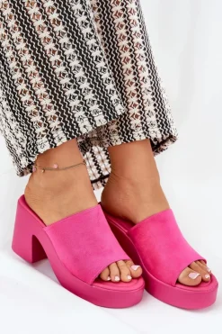 Discount Boto Klapki Damskie Na Słupku I Platformie Fuksja Omeisa