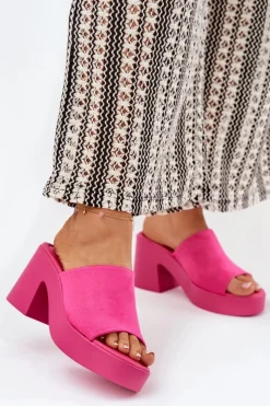 Discount Boto Klapki Damskie Na Słupku I Platformie Fuksja Omeisa