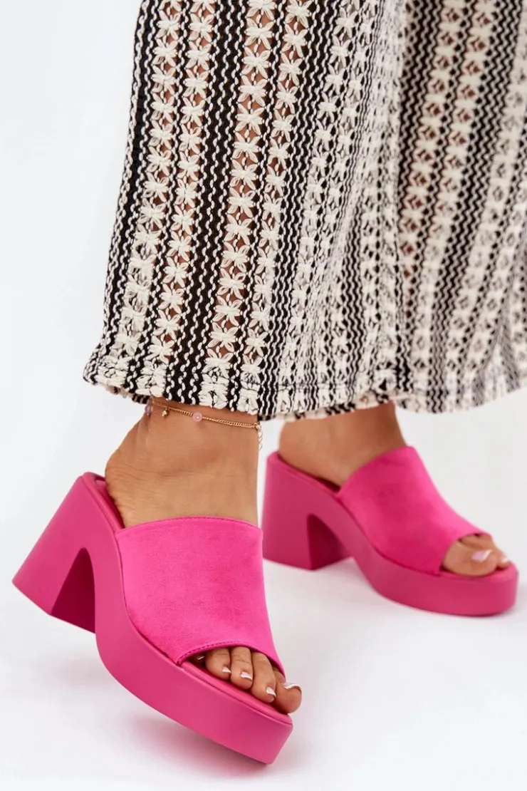 Discount Boto Klapki Damskie Na Słupku I Platformie Fuksja Omeisa