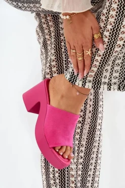 Discount Boto Klapki Damskie Na Słupku I Platformie Fuksja Omeisa