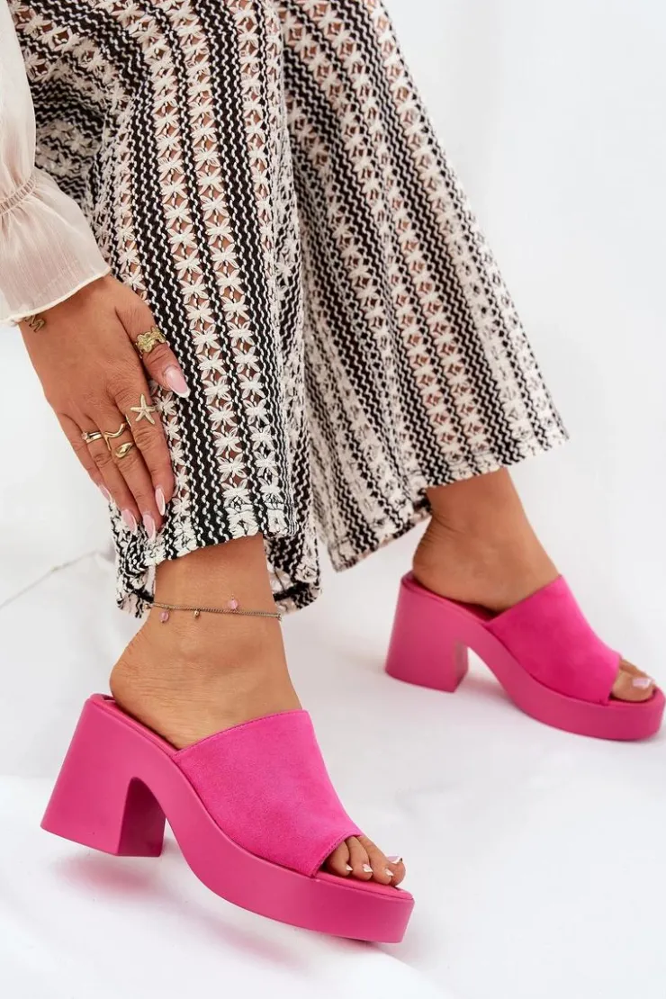 Discount Boto Klapki Damskie Na Słupku I Platformie Fuksja Omeisa