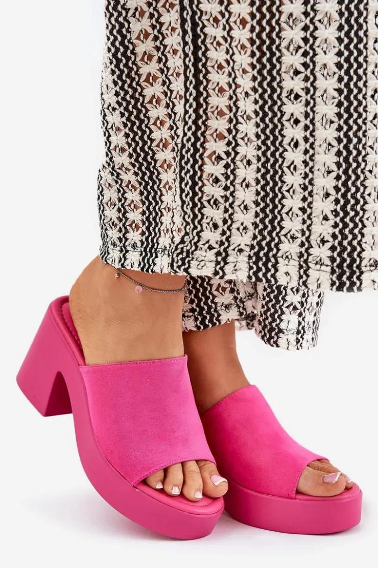 Discount Boto Klapki Damskie Na Słupku I Platformie Fuksja Omeisa