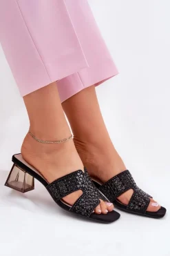 Outlet Buty damskie Vinceza Klapki Damskie Na Słupku Vinceza 62230 Czarne