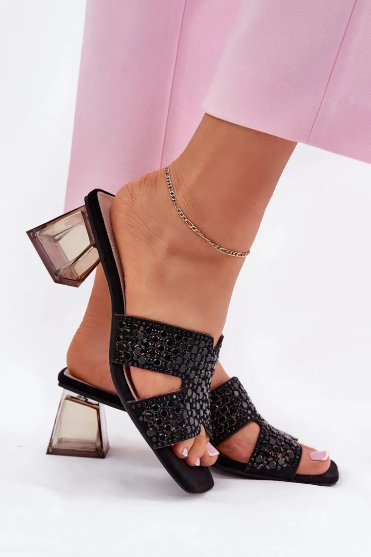 Outlet Buty damskie Vinceza Klapki Damskie Na Słupku Vinceza 62230 Czarne