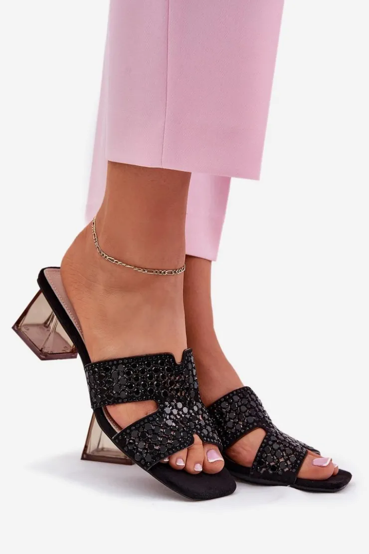 Outlet Buty damskie Vinceza Klapki Damskie Na Słupku Vinceza 62230 Czarne