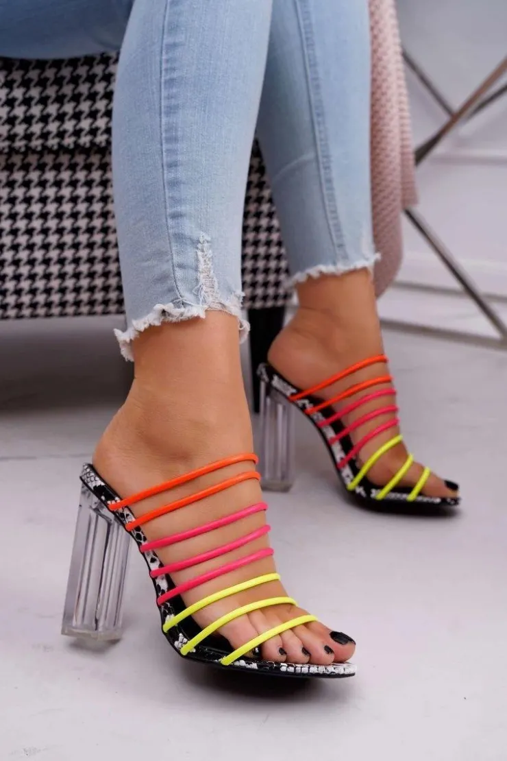 Clearance Boto Klapki Damskie Na Słupku Wsuwane Multikolor Dubai