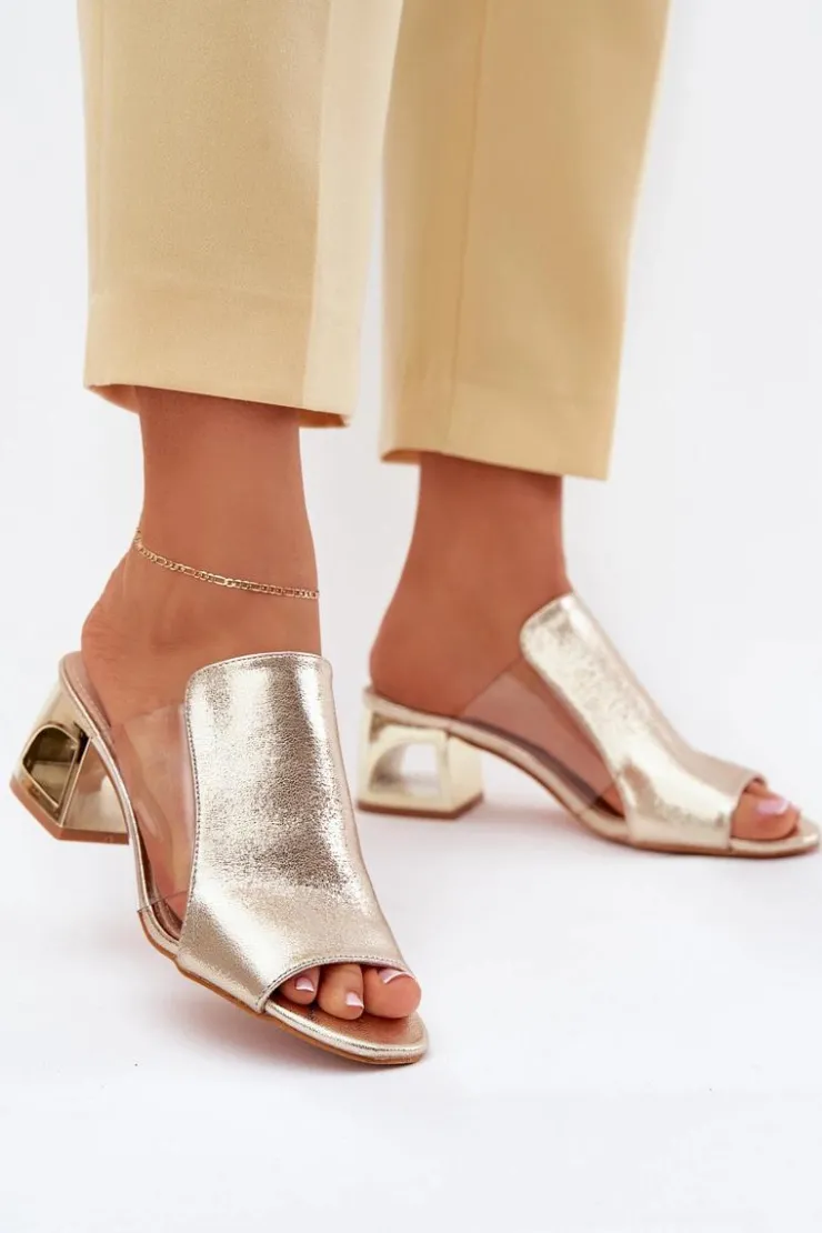 Clearance Boto Klapki Damskie Na Słupku Złote Tessira