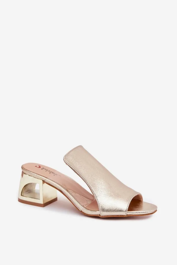 Clearance Boto Klapki Damskie Na Słupku Złote Tessira