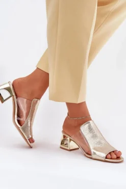 Clearance Boto Klapki Damskie Na Słupku Złote Tessira