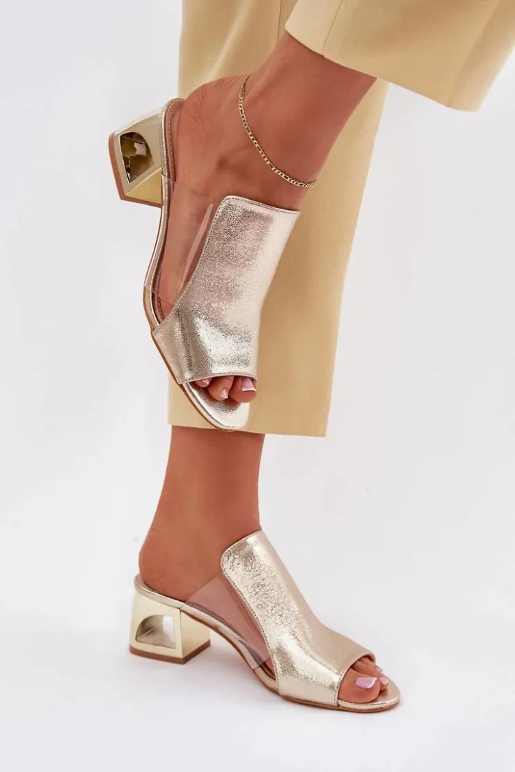 Clearance Boto Klapki Damskie Na Słupku Złote Tessira