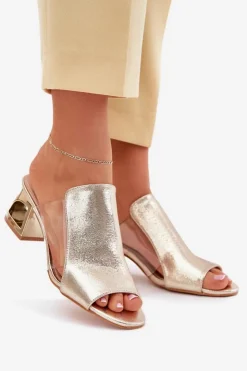 Clearance Boto Klapki Damskie Na Słupku Złote Tessira