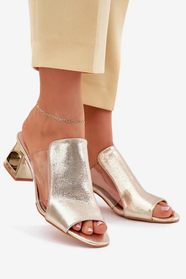 Clearance Boto Klapki Damskie Na Słupku Złote Tessira