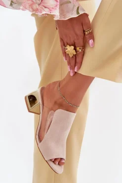 Boto Klapki Na Obcasie|Klapki Damskie Klasyczne*Klapki Damskie Na Złotym Słupku Jasnobeżowe Tessira