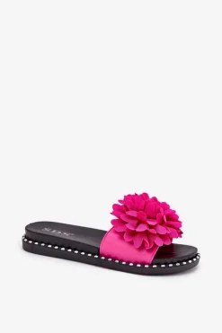 Boto Klapki Damskie Klasyczne*Klapki Damskie Ozdobione Kwiatami Fuksja Cellanen