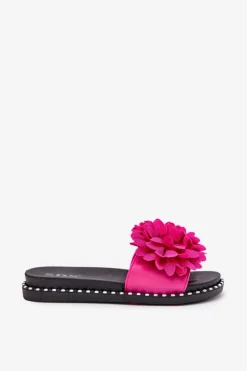 Boto Klapki Damskie Klasyczne*Klapki Damskie Ozdobione Kwiatami Fuksja Cellanen