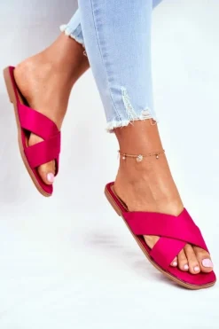 Online Boto Klapki Damskie Paski na Krzyż Fuksja Philippines