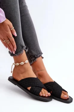 Damskie Big Star Shoes Klapki Damskie Płaskie Big Star NN274077 Czarne