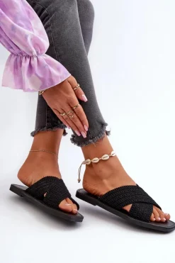 Damskie Big Star Shoes Klapki Damskie Płaskie Big Star NN274077 Czarne