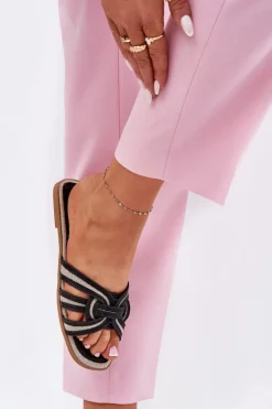 Damskie Boto Klapki Damskie Płaskie Z Przeplatającymi Się Paskami Czarne Acimine