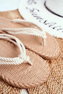 Damskie Boto Klapki Damskie Piankowe Japonki Sznurek Białe Madrid