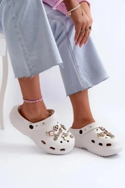 Boto Klapki Na Platformie|Klapki Damskie Klasyczne*Klapki Damskie Piankowe Lekkie Na Grubej Podeszwie Z Przypinkami Białe Effiora