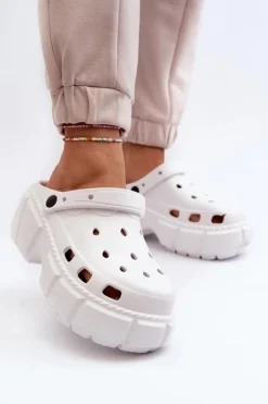 Best Boto Klapki Damskie Piankowe Na Masywnej Podeszwie Białe Witima Biały