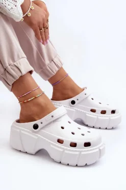 Best Boto Klapki Damskie Piankowe Na Masywnej Podeszwie Białe Witima Biały