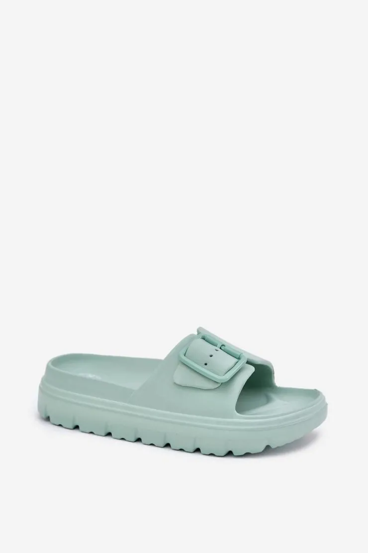 Damskie Boto Klapki Damskie Piankowe Na Platformie Z Klamrą Zielone Viasara