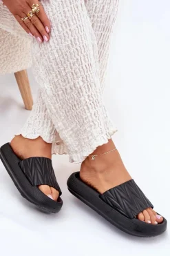 Boto Klapki Damskie Piankowe Na Platformie Czarne Vanesha