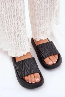 Boto Klapki Damskie Piankowe Na Platformie Czarne Vanesha