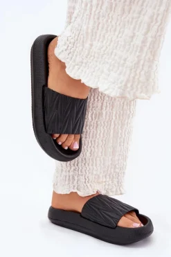 Boto Klapki Damskie Piankowe Na Platformie Czarne Vanesha