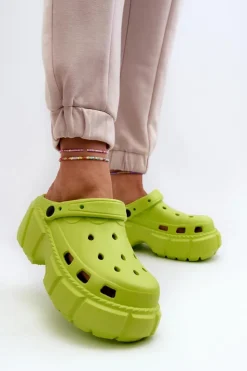 Boto Klapki Basenowe|Klapki Na Platformie*Klapki Damskie Piankowe Na Masywnej Podeszwie Limonkowe Witima Zielony