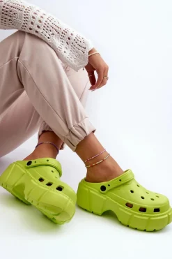 Boto Klapki Basenowe|Klapki Na Platformie*Klapki Damskie Piankowe Na Masywnej Podeszwie Limonkowe Witima Zielony