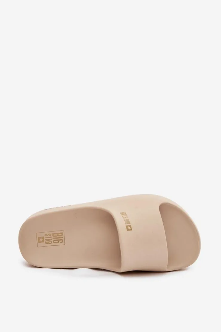Clearance Big Star Shoes Klapki Damskie Piankowe Na Masywnej Platformie Big Star SS274722 Beżowe Beżowy