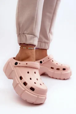 Boto Klapki Damskie Piankowe Na Masywnej Podeszwie Różowe Witima