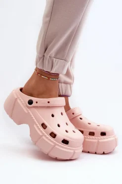 Boto Klapki Damskie Piankowe Na Masywnej Podeszwie Różowe Witima