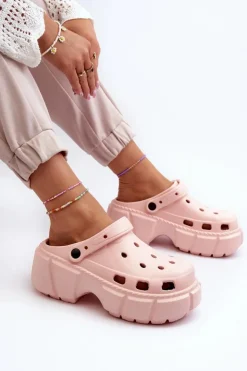 Boto Klapki Damskie Piankowe Na Masywnej Podeszwie Różowe Witima