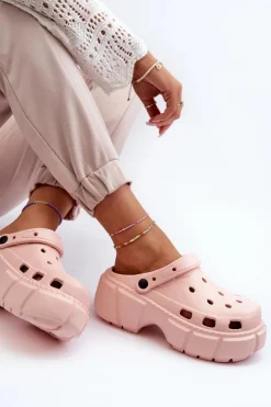 Boto Klapki Damskie Piankowe Na Masywnej Podeszwie Różowe Witima