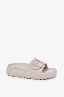 Boto Klapki Basenowe|Klapki Na Platformie*Klapki Damskie Piankowe Na Platformie Z Klamrą Beżowe Viasara Beżowy