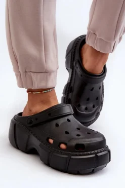 Damskie Boto Klapki Damskie Piankowe Na Masywnej Podeszwie Czarne Witima