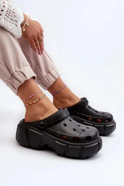 Damskie Boto Klapki Damskie Piankowe Na Masywnej Podeszwie Czarne Witima