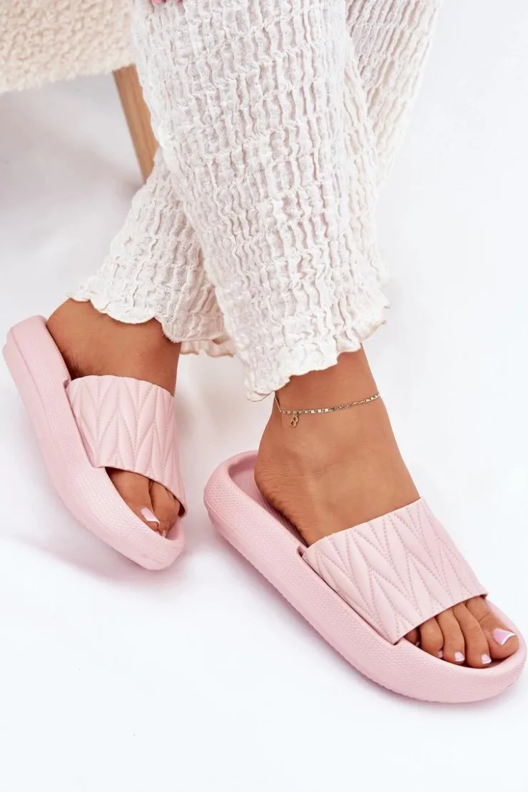 Damskie Boto Klapki Damskie Piankowe Na Platformie Różowe Vanesha