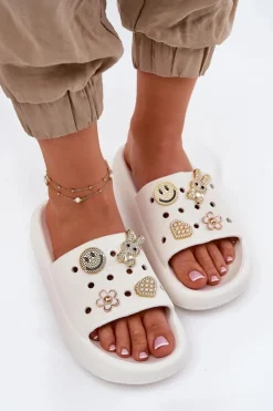 Buty damskie Vinceza Klapki Basenowe|Klapki Na Platformie*Klapki Damskie Piankowe Z Przypinkami Vinceza 76055 Białe Biały