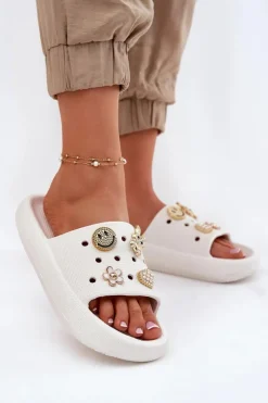 Buty damskie Vinceza Klapki Basenowe|Klapki Na Platformie*Klapki Damskie Piankowe Z Przypinkami Vinceza 76055 Białe Biały