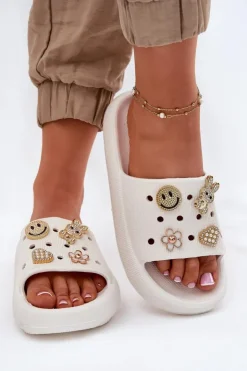 Buty damskie Vinceza Klapki Basenowe|Klapki Na Platformie*Klapki Damskie Piankowe Z Przypinkami Vinceza 76055 Białe Biały