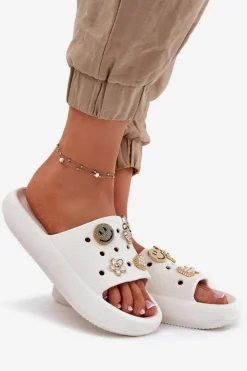 Buty damskie Vinceza Klapki Basenowe|Klapki Na Platformie*Klapki Damskie Piankowe Z Przypinkami Vinceza 76055 Białe Biały