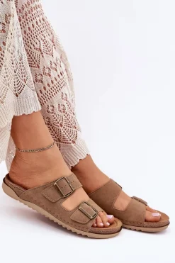 Clearance INBLU Klapki Damskie Profilaktyczne AA000068 Brązowe