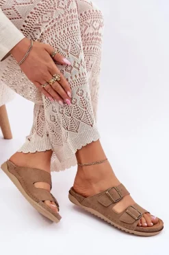 Clearance INBLU Klapki Damskie Profilaktyczne AA000068 Brązowe